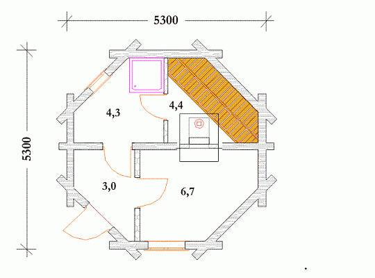 Каркасная баня BM08 - 28 м<sup>2</sup> (5x5)