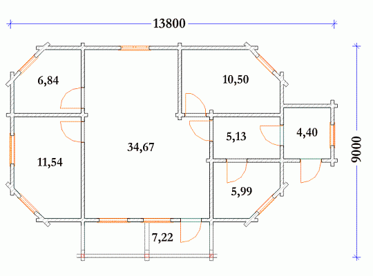 Каркасная баня BM34 - 96 м<sup>2</sup> (13x9)