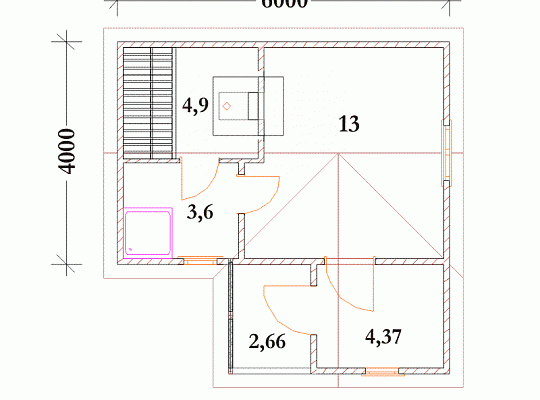 Каркасная баня BS17 - 32 м<sup>2</sup> (6x6)